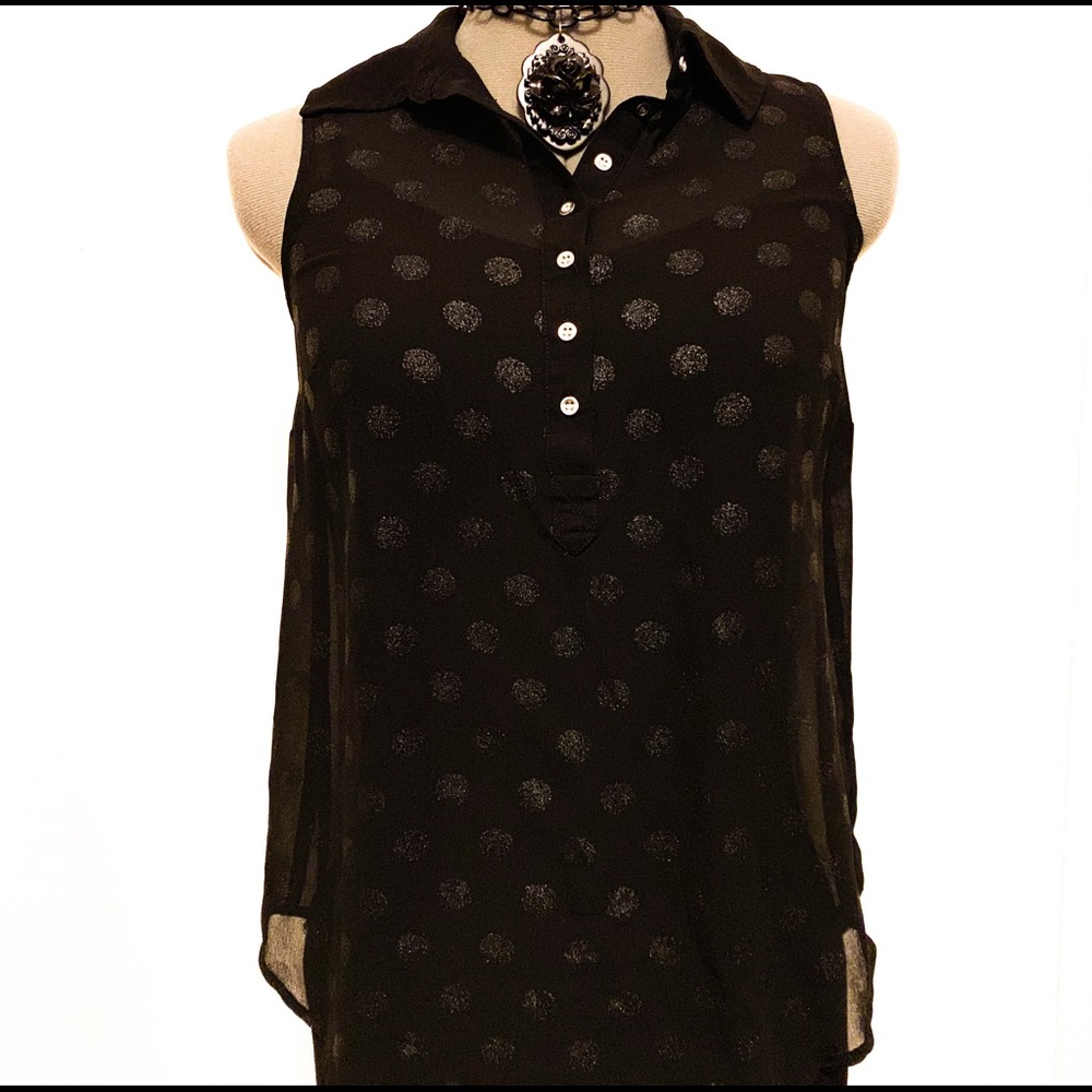 Black Glitter Polka Dot Top from Kensie